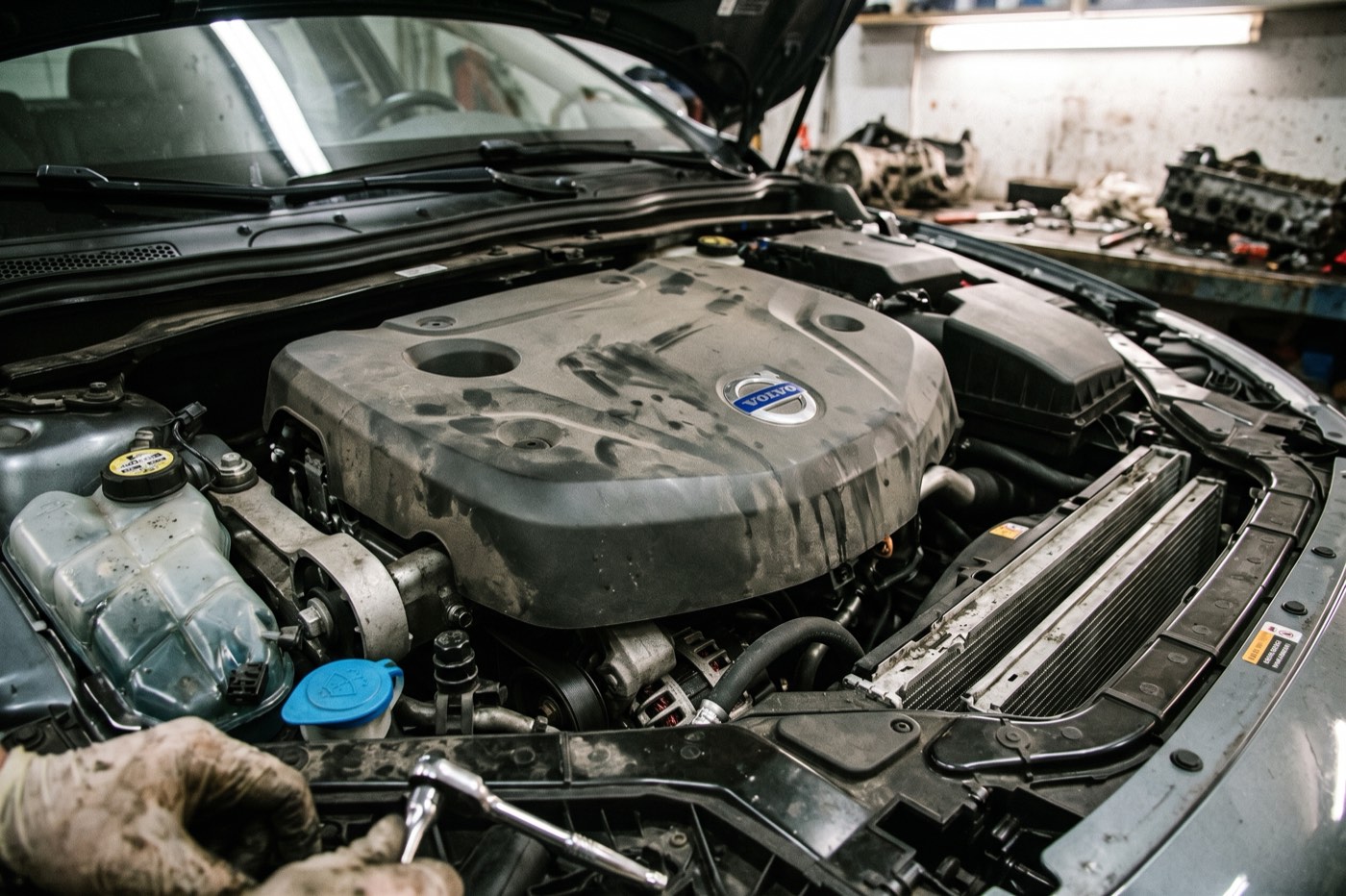 Compartiment moteur d'une Volvo équipée du diesel D4